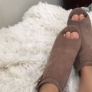 open toe booties